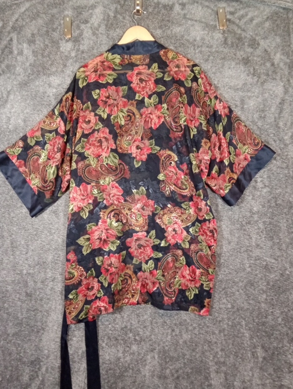 Victoria Secret 90s Open Kimono Robe One Size Floral Cottage Paisley Lingerie - Picture 7 of 11
